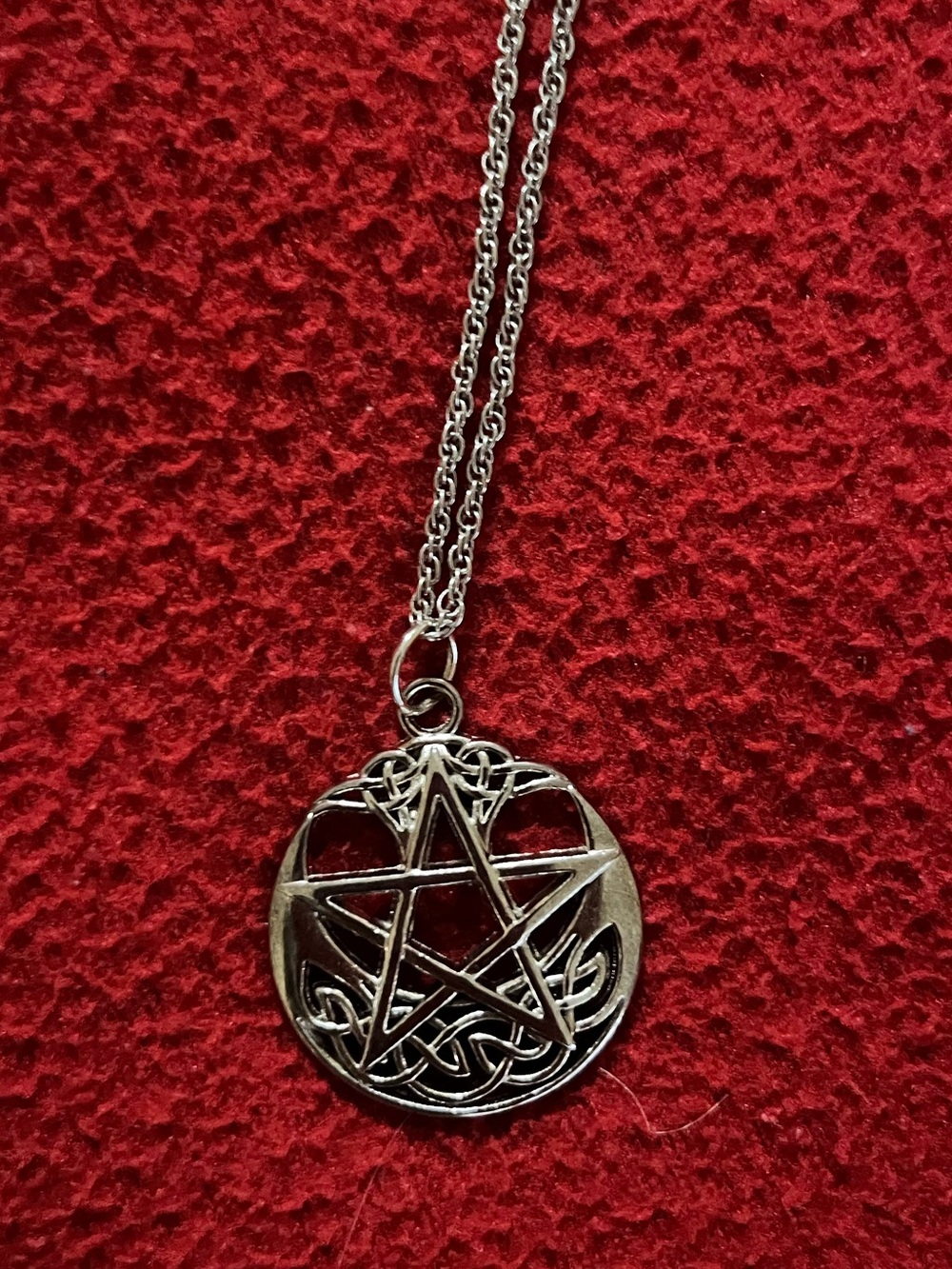 Vintage Silver Pentacle Stainless Steel Necklace